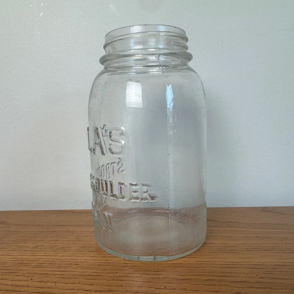 Vintage Atlas Strong Shoulder Mason Jar Clear Glass Quart‎ Size Canning Jar